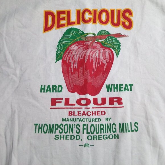 Vintage Thompson's Flouring Mills Hard Wheat Flour Label T-Shirt - Picture 1 of 6